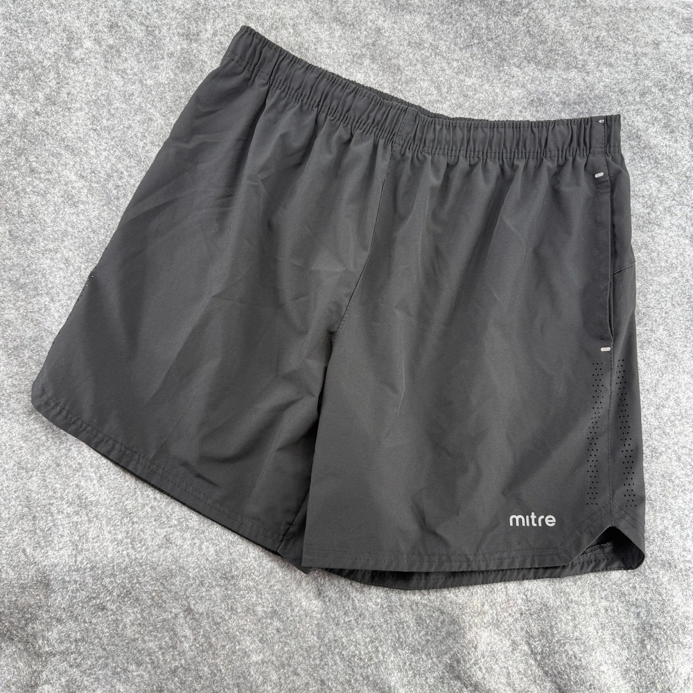 Mitre Athletic Shorts Mens XL‎ Black Elastic Waist Laser Cut Perforated Soccer